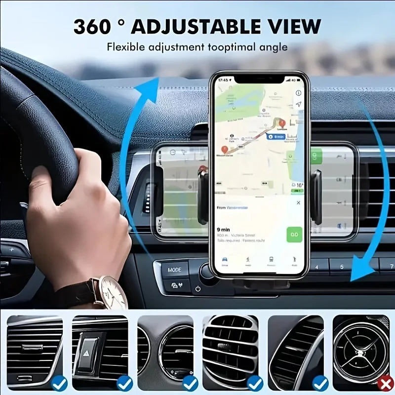 Soporte Premium 360° para Celular en Auto – Con Clip Metálico Anticaídas
