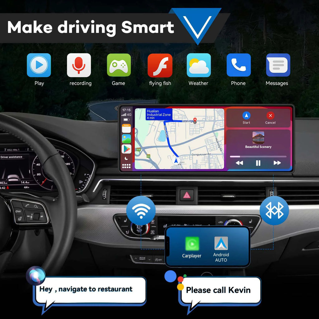 Pantalla Inteligente CarPlay y Android Auto de 10" (Universal)